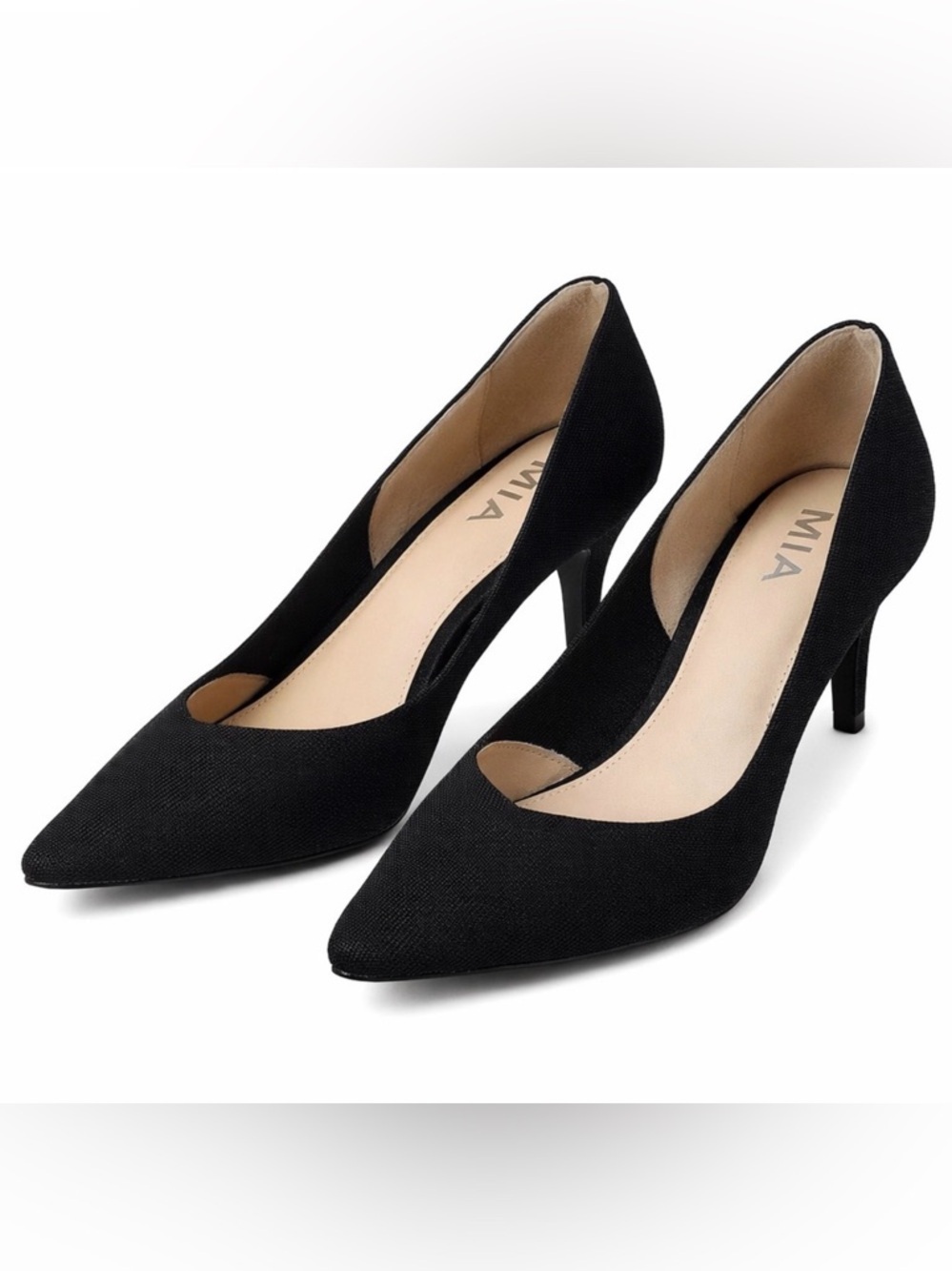 MIA Black Pointed Toe 3” Heel Pumps Classic Work Shoe Size 8